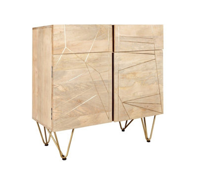 Buttercup Farm Light Gold 2 Door Medium SideboardSolid Mango WoodL40 X W90 X H80 Cm from B&Q