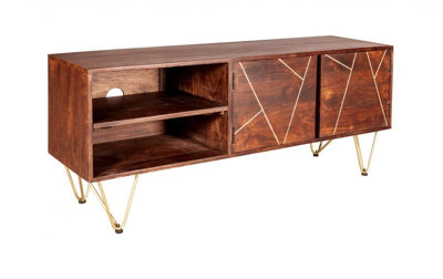 Buttercup Farm Dark Gold Plasma Media UnitSolid Mango WoodL45 X W140 X H60 Cm from B&Q