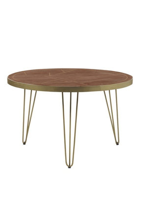 Buttercup Farm Dark Gold Round Dining TableSolid Mango WoodL120 X W120 X H76 Cm from B&Q