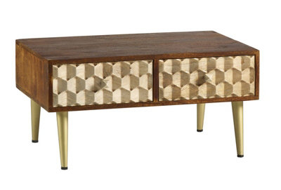 Buttercup Farm Edison Coffee Table With 2 DrawersSolid Mango WoodL55 X W85 X H40 Cm from B&Q