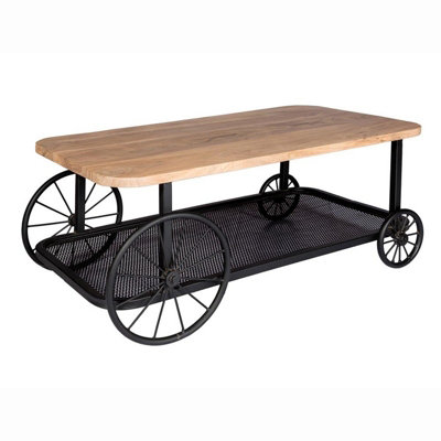 Buttercup Farm Craft Wheel Coffee TableSolid Mango WoodL55 X W110 X H45 Cm from B&Q