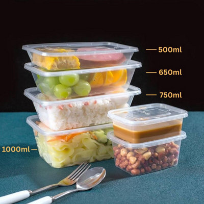 Hot Bargains 50 X 750Ml Plastic Food Containers With Lids Takeaway Meal Prep BoxesMicrowave & Freezer Safe Food Containers from B&Q