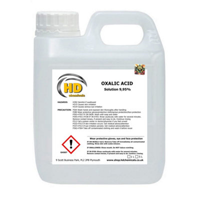 HD Chemicals LTD Oxalic Acid 9.95% Solution Liquid Wood Bleaching And Brightening Stone Cleaning Rust Remover from B&Q