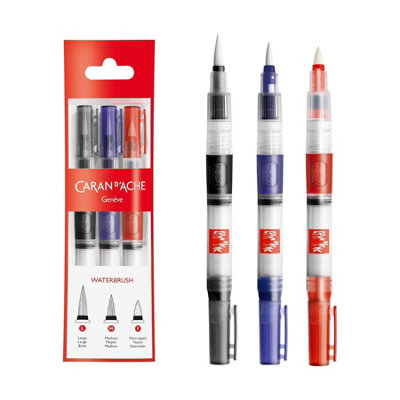 Caran D'ache Water Brush Pack Of 3 - Large, Medium & Fibre Tips (Ref 0115-201/202/203) - Assorted Colours - Image 4
