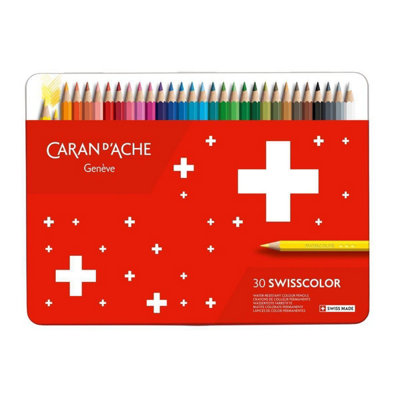 B&Q -  Caran D'ache Swisscolor Aquarelle 30 Water-Resistant Colour PencilsMetal Tin Set