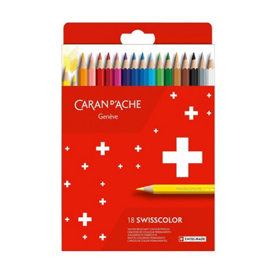 Carand'Ache Caran D'ache Swisscolor Aquarelle 18 Water-Resistant Colour PencilsBoxed Set from B&Q