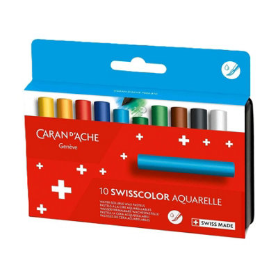 B&Q -  Caran D'ache Swisscolor Aquarelle 10 Water-Soluble Half-Length Wax PastelsBoxed Set