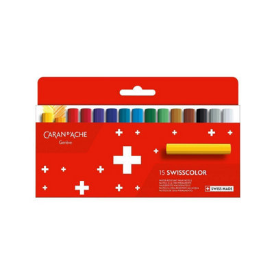 Caran D'ache Swisscolor Aquarelle 15 Water-Soluble Half-Length Wax Pastels - Boxed Set - Assorted Colours - Image 3