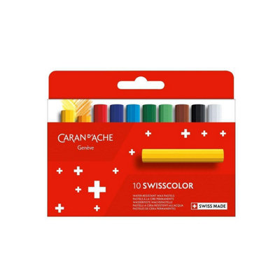 B&Q -  Caran D'ache Swisscolor 10 Permanent Water Resistan Colour Half Length Wax PastelsBoxed Set