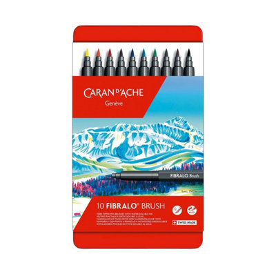 B&Q -  Caran D'ache Fibralo 15 Water Soluble Brush Colour PensMetal Tin