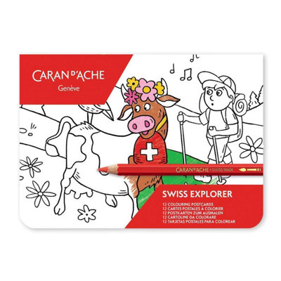 Caran d'Ache Swisscolor Explorer A6 Postcard 12 Assorted Illustrations Colouring - Image 3
