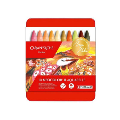 Caran d’Ache Neocolor II Beya Rebaï Warm Shades 10 Water-Soluble Wax Pastels Tin - Image 3