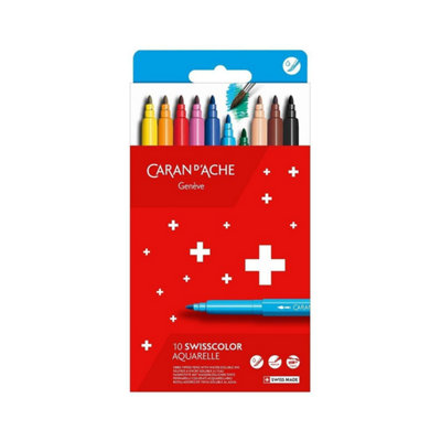 B&Q -  Caran D'ache Swisscolor 10 Assorted Water-Soluble Colour Fibre Felt PensCarded Set
