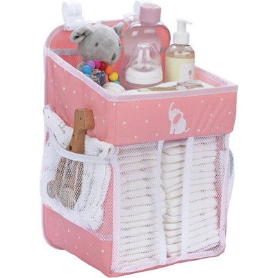 B&Q -  Pink Cradle Star Nappy Organiser Hanging Nursery Storage Caddy