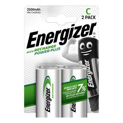 Energizer S633 Recharge Power Plus C Cell Batteries Rc2500 Mah (Pack 2) Engrcc2500