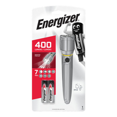 ENERGIZER IPX4 LED VISION HD METAL TORCH + 2 x AA MAX BATTERIES 400 Lumens NEW - Image 9