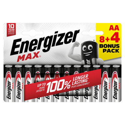 Energizer Aa Max Alkaline BatteriesPack Of 8+4 from B&Q