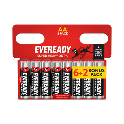 B&Q -  Super Heavy Duty Aa Zinc Carbon BatteriesPack Of 8 (6+2)
