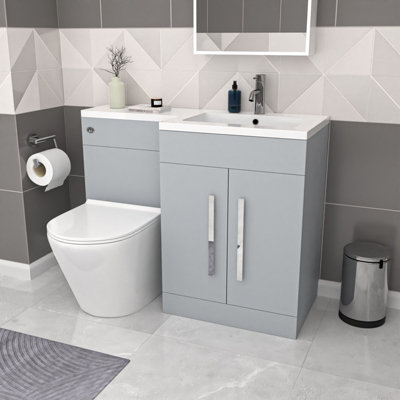 Nes Home Matte Grey 1100mm Rh Freestanding Vanity Wc Unit & Btw Toilet from B&Q