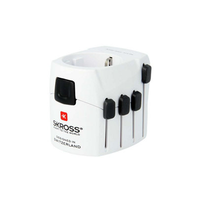 Skross Schuko Cee 7 3 Euro Mains Plug Worldwide Travel Adapter World Pro Earthed from B&Q