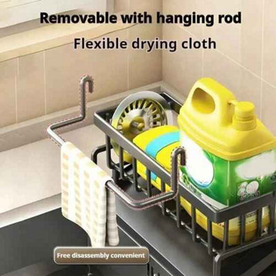 Sink Caddy BasketGrey Plastic Kitchen Sponge Dishcloth Holder And Organizer from B&Q