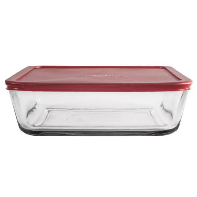 Eddingtons Food Container: 1.4 Litre Rectangular Glass Red Lidded Food ContainerGlass from B&Q