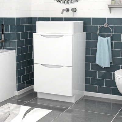 Nes Home 500mm White Freestanding Vanity Unit With Square Bowl Basin from B&Q