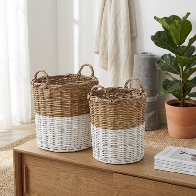 Garden Greatness Duo Natural Woven Rattan Storage Basket from B&Q