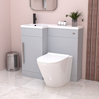 B&Q -  Matte Grey 900mm Left Hand Wc Basin Vanity And Toilet Unit