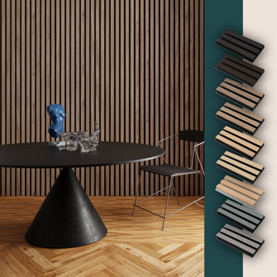  - Decorative Wood Slat Wall Panel In Walnut 3D Slat Acoustic For Wall Or Ceiling 240Cm X 60Cm