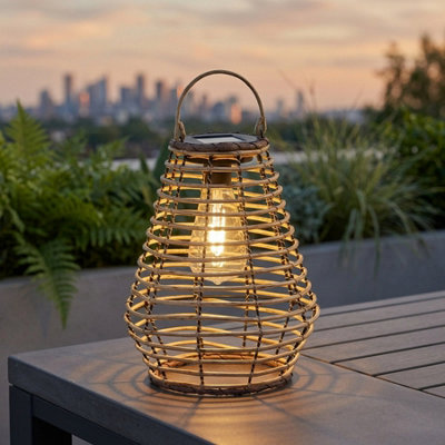 Garden Greatness Lunaria Maris Solar Rattan Style Lantern from B&Q