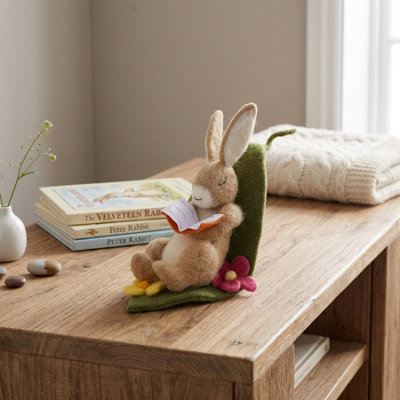 Garden Greatness Felt Rabbit Reading Book Ornament from B&Q