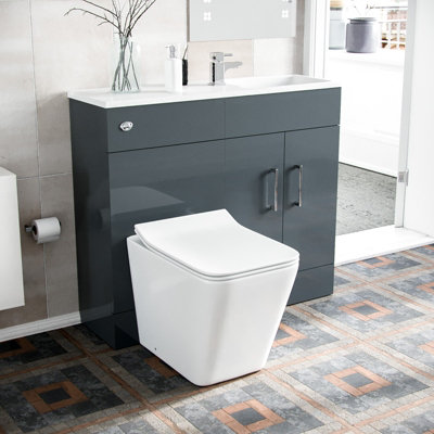 Nes Home Grey 1000mm Freestanding Slimline Vanity Basin Wc Unit Btw Toilet from B&Q