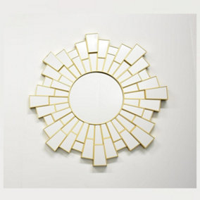 76Cm Gold Sunburst Wall Mirror Style Frame Round Home Art Decor
