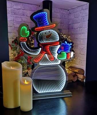 76cm Infinity Light up Standing Snowman Christmas Decoration with Multi ...