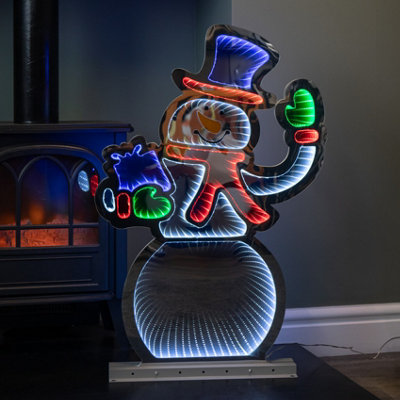 76cm Infinity Light up Standing Snowman Christmas Decoration with Multi ...