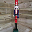 76cm LED Battery Operated Indoor Christmas Wooden Nutcracker Decoration in Blue Jacket