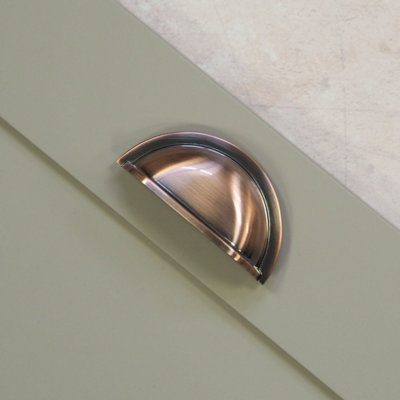 76mm Brushed Black Copper Cabinet Cup Handle Grey Cupboard Door Drawer Pull Bathroom Bedroom Wardrobe Furniture Replacement