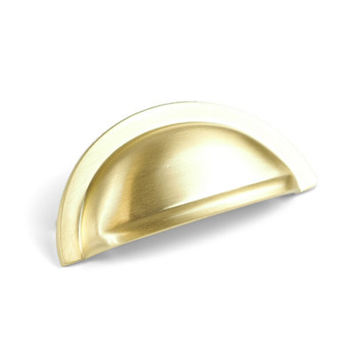 76mm Brushed Brass Cabinet Cup Handle Gold Kitchen Cupboard Door Drawer Pull Bathroom Bedroom Furniture Replacement Upcycle