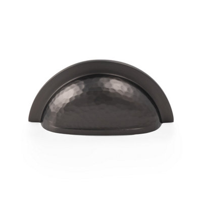 76mm Dark Bronze Hammered Cup Handle Cabinet Cupboard Door Drawer Pull Furniture Replacement