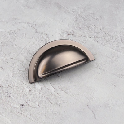 76mm Gunmetal Cabinet Cup Handle Dark Grey Round Cupboard Door Drawer Pull Wardrobe Furniture Replacement Upcycle
