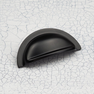 76mm Matt Black Cabinet Cup Handle Dark Kitchen Cupboard Door Drawer Pull Bathroom Bedroom Furniture Replacement Upcycle