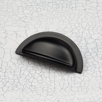 76mm Matt Black Cabinet Cup Handle Dark Kitchen Cupboard Door Drawer Pull Bathroom Bedroom Furniture Replacement Upcycle