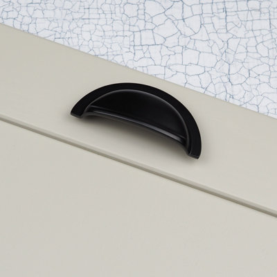 76mm Matt Black Cabinet Cup Handle Dark Kitchen Cupboard Door Drawer Pull Bathroom Bedroom Furniture Replacement Upcycle