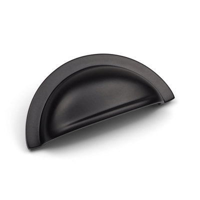 76mm Matt Black Cabinet Cup Handle Shell Kitchen Cupboard Door Drawer Pull Wardrobe Furniture