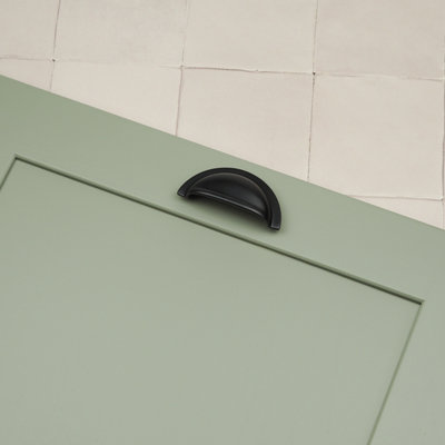 76mm Matt Black Cabinet Cup Handle Shell Kitchen Cupboard Door Drawer Pull Wardrobe Furniture