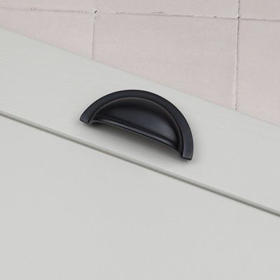 76mm Matt Black Cabinet Cup Handle Shell Kitchen Cupboard Door Drawer Pull Wardrobe Furniture