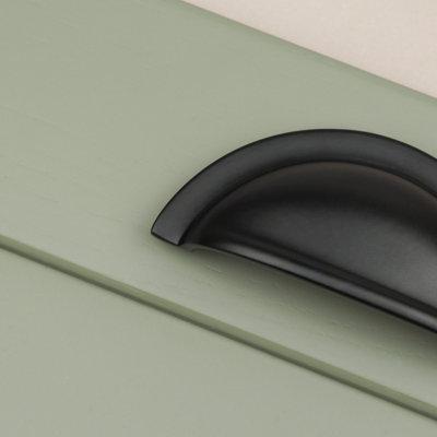 76mm Matt Black Cabinet Cup Handle Shell Kitchen Cupboard Door Drawer Pull Wardrobe Furniture