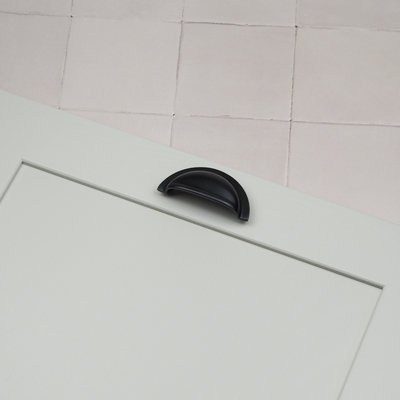 76mm Matt Black Cabinet Cup Handle Shell Kitchen Cupboard Door Drawer Pull Wardrobe Furniture