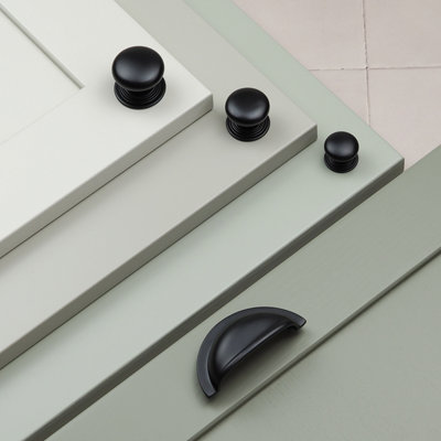 76mm Matt Black Cabinet Cup Handle Shell Kitchen Cupboard Door Drawer Pull Wardrobe Furniture